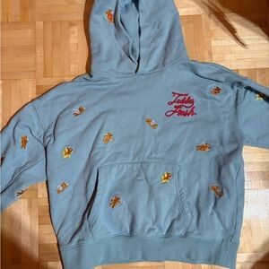 Teddy Fresh Light Blue Hoodie with Embroidered Teddy Bears